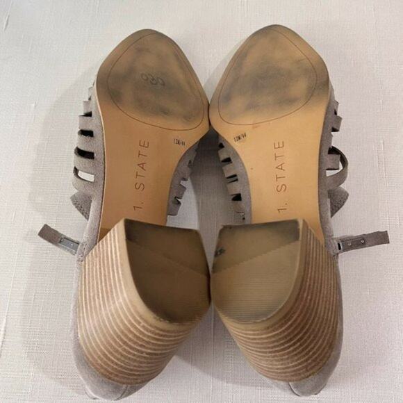 1.STATE Arnet Bootie Ankle Suede Leather Perforated Boot Grey Women's Size 12M - Picture 9 of 9